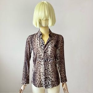 Gaultier² Silk Neutrals Brown Animal Print Be iron Down Shirt S 2/38